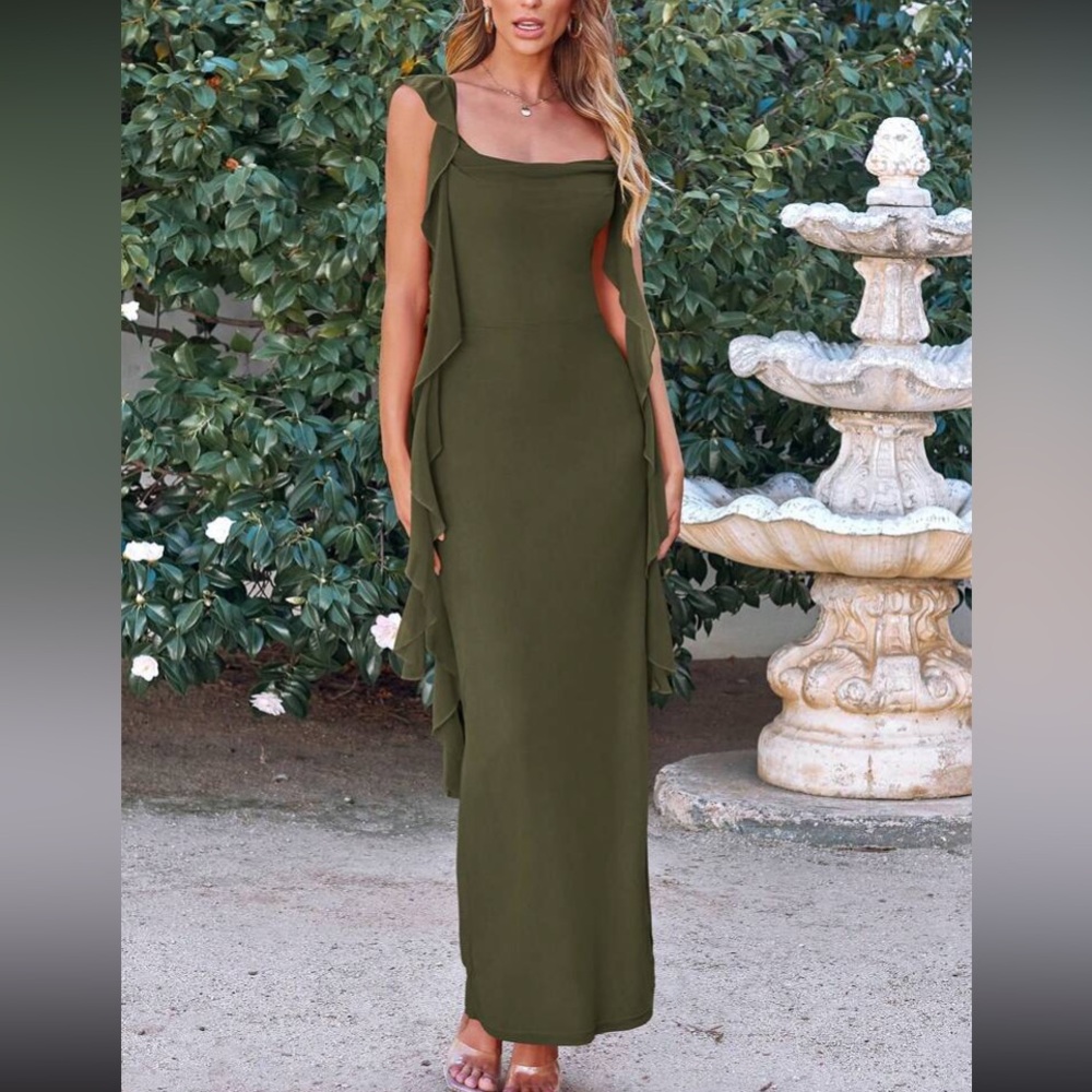 Elegant Green Bodycon Evening Dress